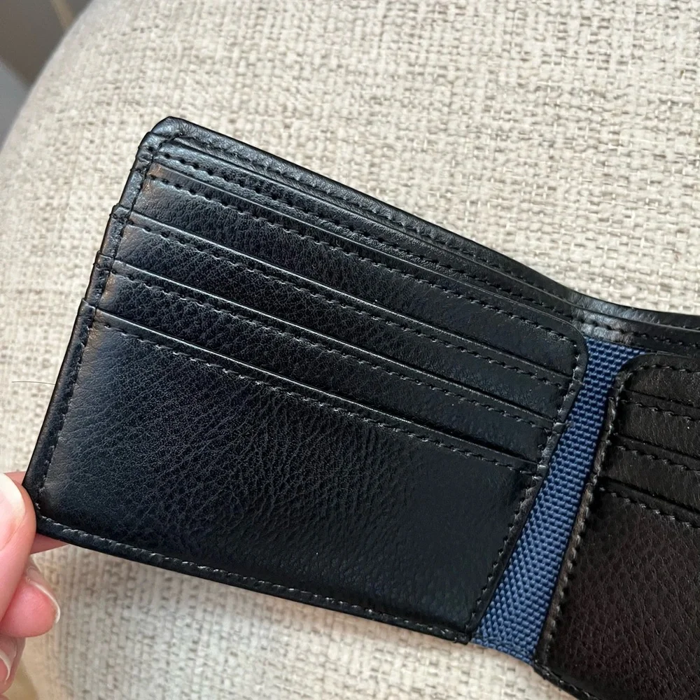 Luca Chiara GIO - NAVY VEGAN LEATHER/NYLON RFID BILLFOLD WALLET